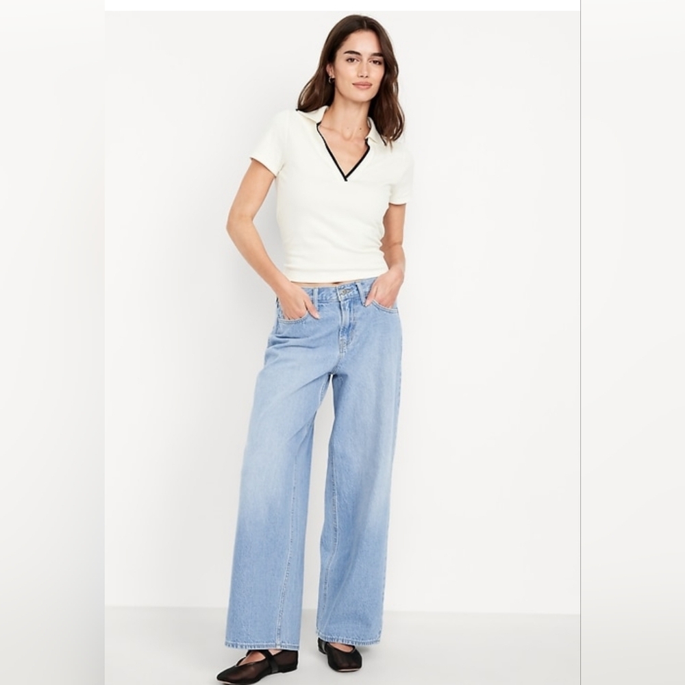 Mid-Rise Light Blue Wow Wide-Leg Jeans for Women